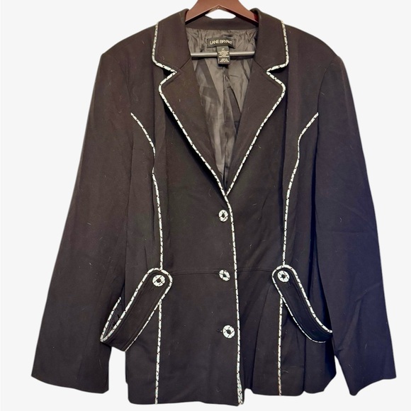Lane Bryant Black Blazer with Tailored Fit and Piping - Picture 1 of 4